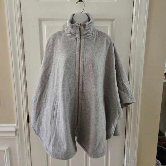 Tuckernuck Grey Wool Blend Full Zip Huntington Poncho Jacket Size OS - Picture 3 of 16